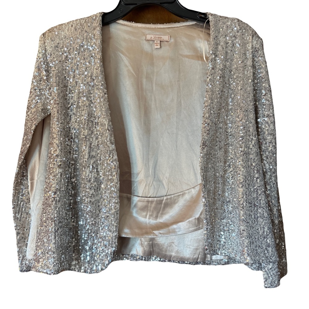 Women’s boutique sequin over shoulder cardigan size small de lovest